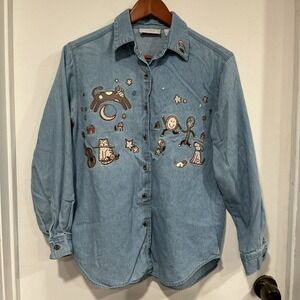 VTG Christopher & Banks Shirt, Hey Diddle Diddle Embroidered, Size S, Teacher